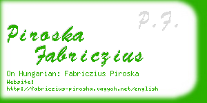 piroska fabriczius business card